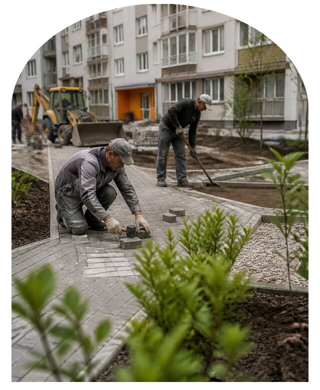 Благоустройство двора многоквартирного дома в Грозном